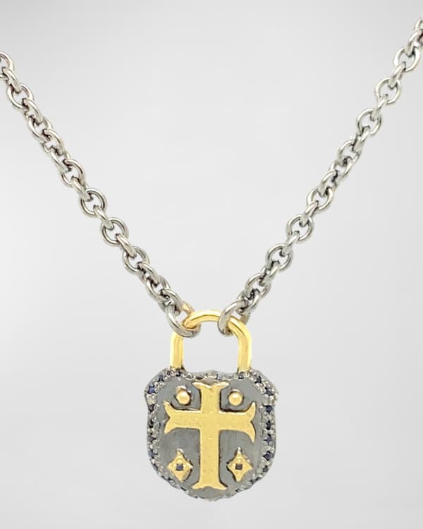 Emanuele Bicocchi Men's Hand-Carved Cross Pendant Necklace, Golden ...