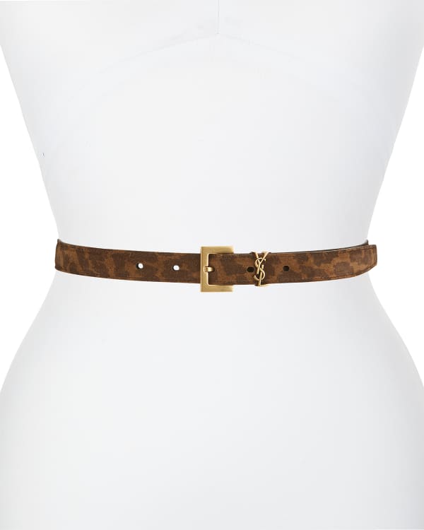 Saint Laurent YSL Monogram Suede Belt Neiman Marcus