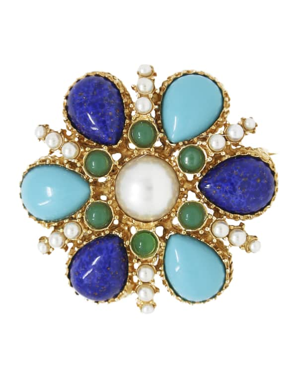 Lele Sadoughi Sweetheart Oversized Crystal and Pearly Brooch