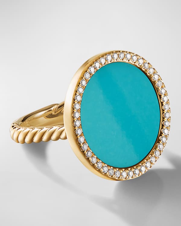 Turquoise and Pave Diamond Ring