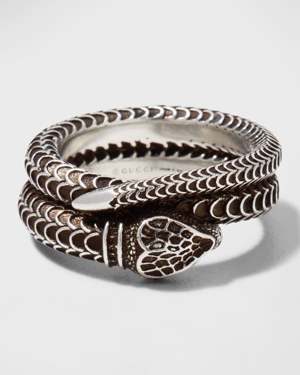 Gucci Men s Gatto Aged Sterling Silver Ring Size 9 11 Neiman Marcus