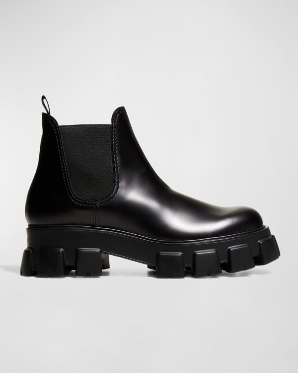 Prada Men's Runaway Leather Ankle Boots | Neiman Marcus