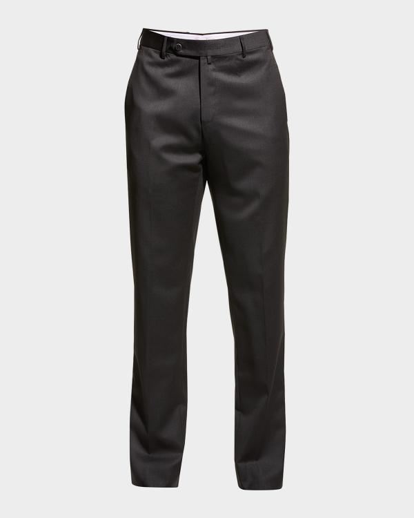 Zanella Men's Devon Wool Micro-Check Flat-Front Pants | Neiman Marcus