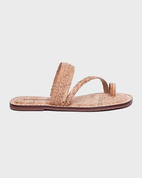 Bernardo Meg Leather Flat Sandals Palm Neiman Marcus