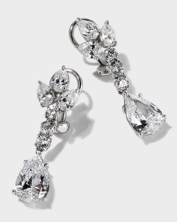 Fantasia by DeSerio Oval and Emerald Cut Cubic Zirconia Earrings