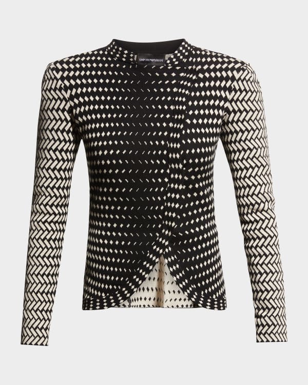 Emporio Armani Zip-Front Multicolor Tweed Jacket | Neiman Marcus