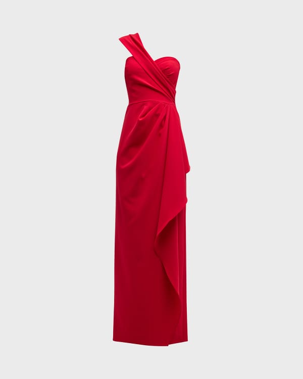 Tadashi Shoji ワンピース Nigella One-Shoulder Metallic Pintuck Gown | Tadashi Shoji