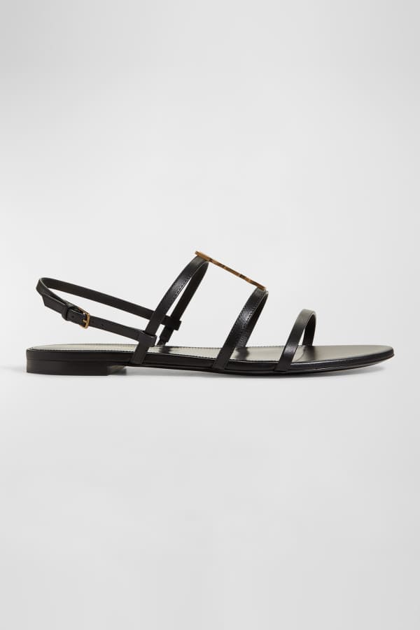 Saint Laurent Cassandra Toe-Ring YSL Flat Sandals | Neiman Marcus