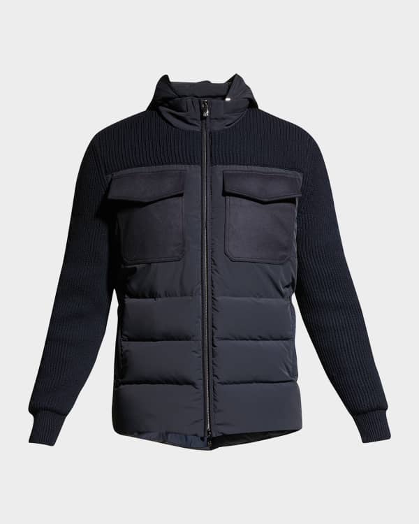 Moncler Mixed Media Knit Sleeve Quilted Hybrid Jacket