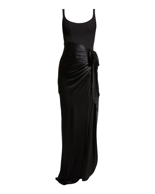Black Halo Henna Draped Turtleneck Trapeze Gown | Neiman Marcus