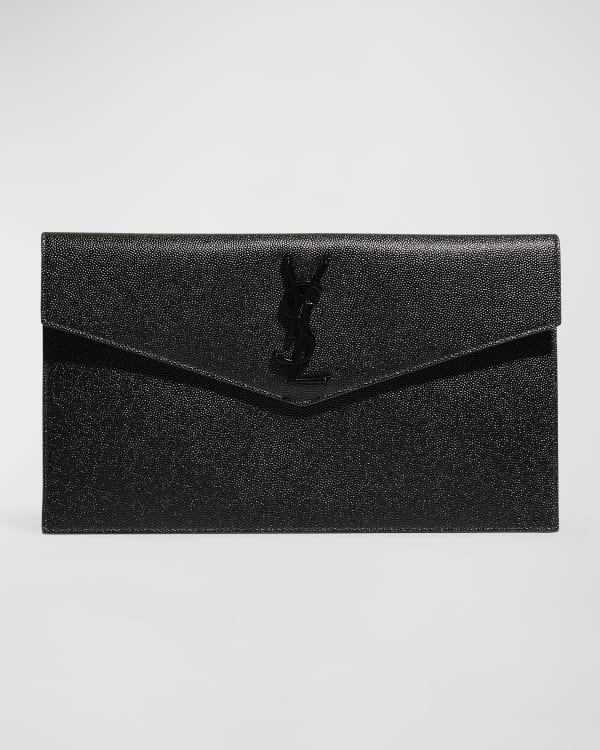 YSL Monogram Ziptop Flap Card Case in Grained Leather