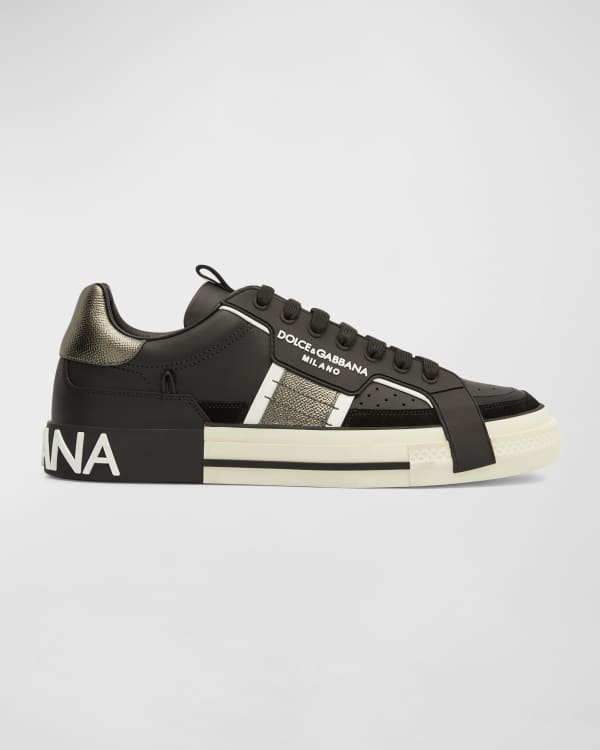 Dolce Gabbana Men s Calfskin Nappa Portofino Sneakers with DG Logo
