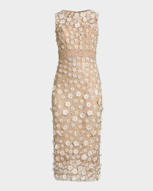 Rickie Freeman for Teri Jon Floral-Embroidered Tulle Cocktail Dress |  Neiman Marcus
