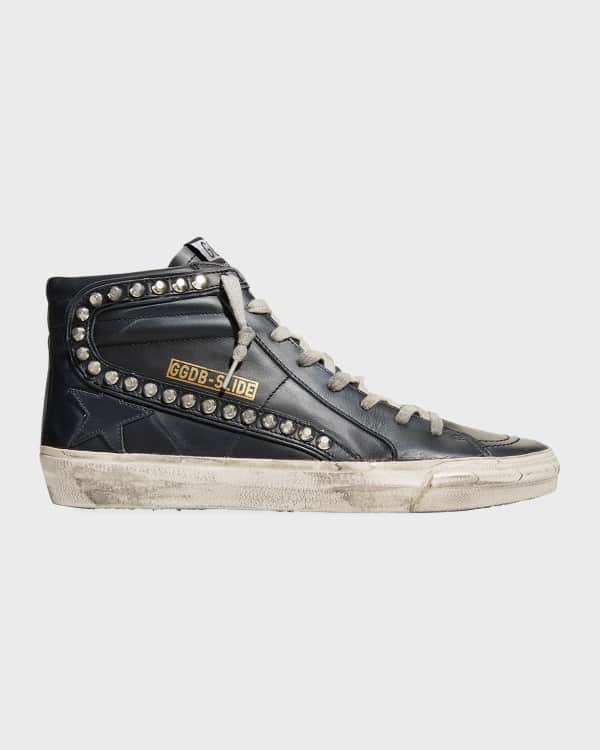 Golden Goose - Francy Glittered Distressed Leather and Suede High-Top Sneakers - White - IT39 - Net A Porter