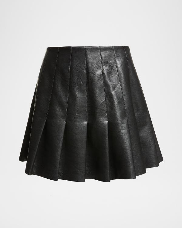 ALICE + OLIVIA Lanna Pleated Vegan Leather Mini Skirt | Neiman Marcus