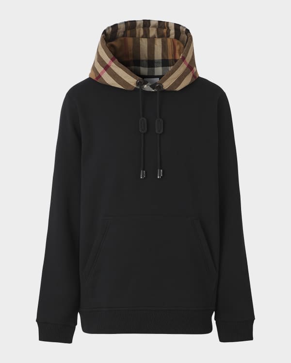 Burberry Check Detail Zip-up Hoodie in Gray for Men