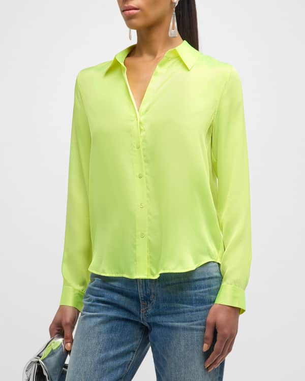 L'Agence Bianca Silk Charmeuse Button-Down Blouse