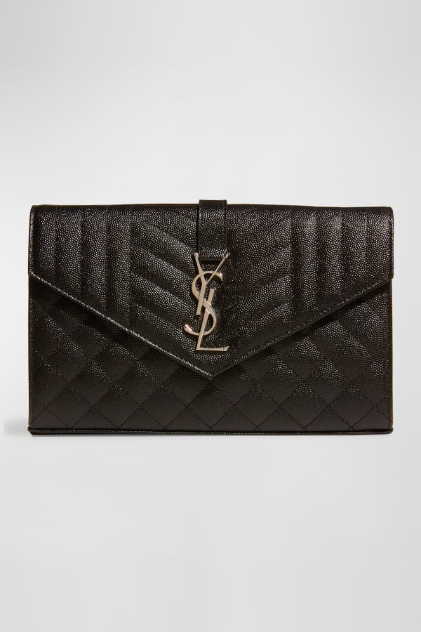 Saint Laurent Small Quilted YSL Envelope Wallet Neiman Marcus