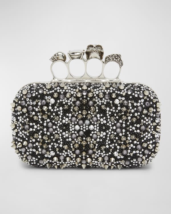 Alexander McQueen Skull Four-Ring Spike Crystal Clutch Bag | Neiman Marcus