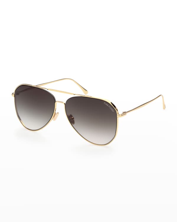 TOM FORD Men's Kip Metal Double-Bridge Aviator Sunglasses | Neiman Marcus