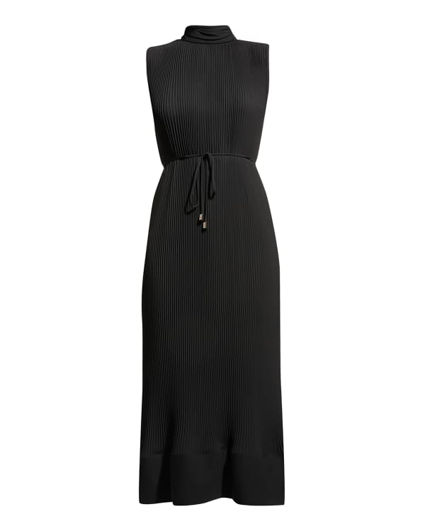 Pleated Mock Neck Dress