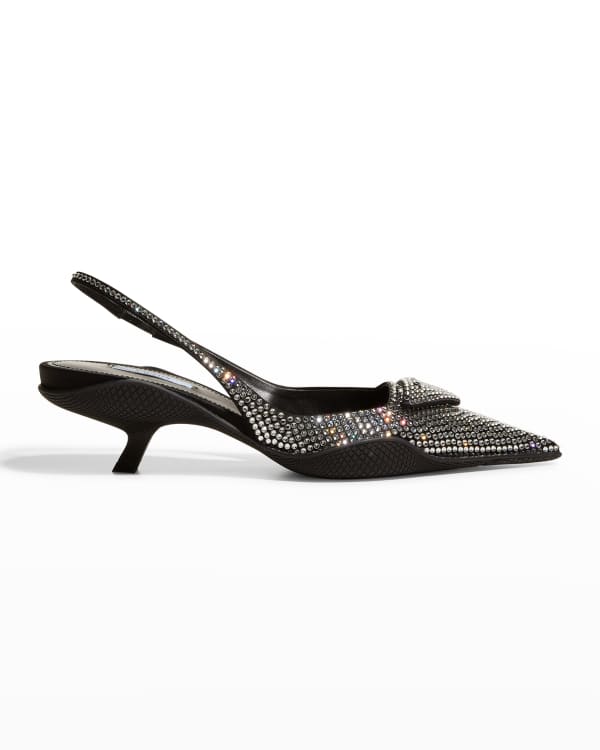 Prada Triangle Logo KittenHeel Slingback Pumps Neiman Marcus
