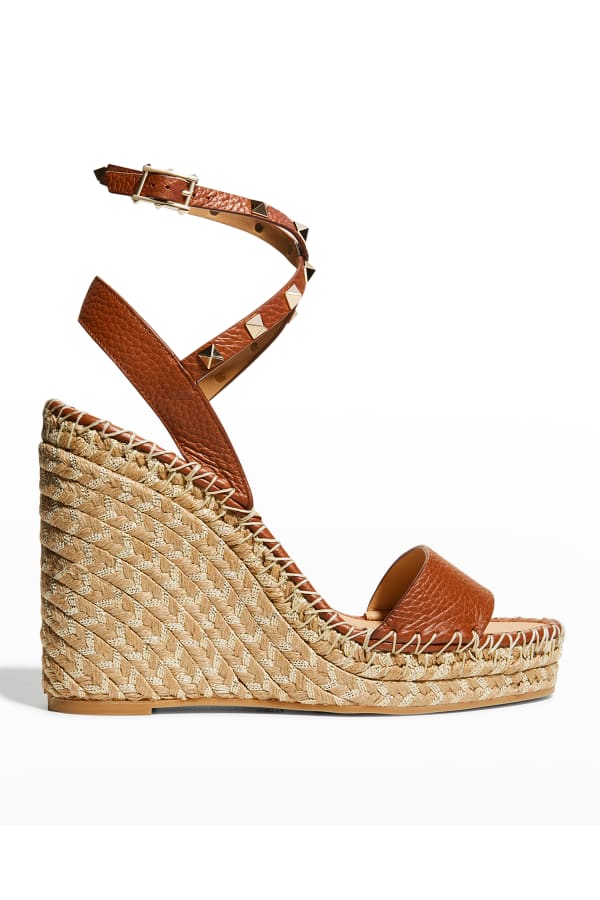 Valentino Garavani Rockstud Double Espadrille Wedge Sandals Neiman Marcus