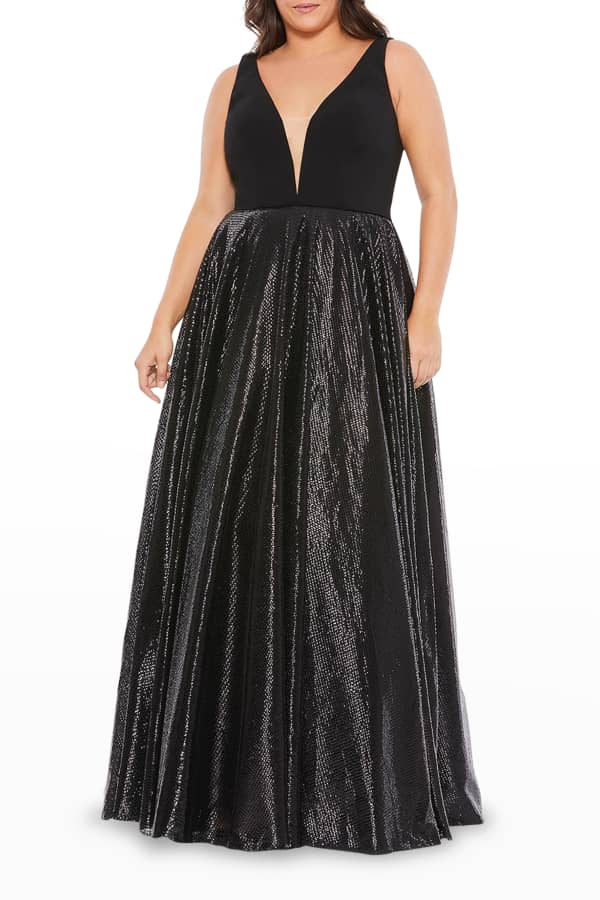 Mac Duggal Plus Size A-line Sequin Wrap Gown | Neiman Marcus