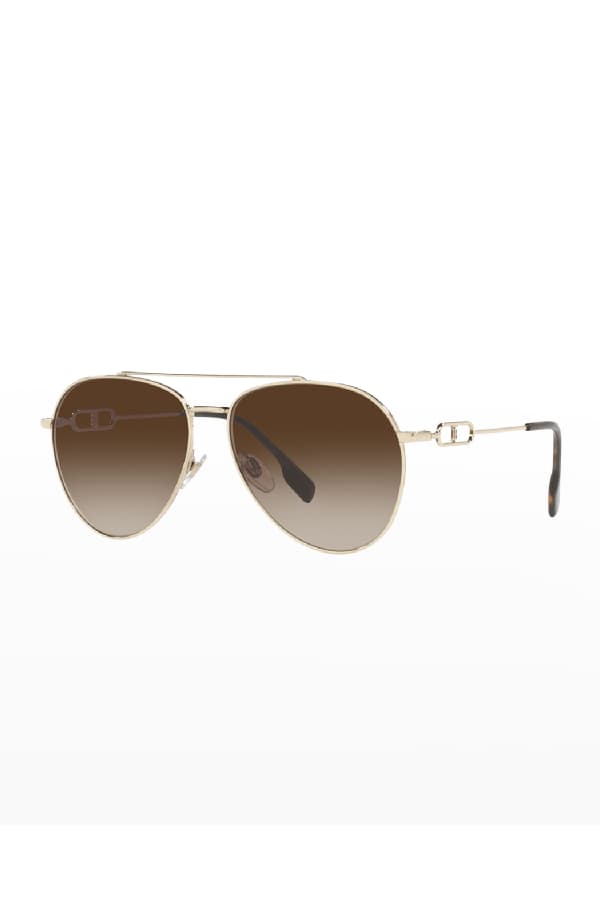 Burberry Mirrored Steel Aviator Sunglasses | Neiman Marcus