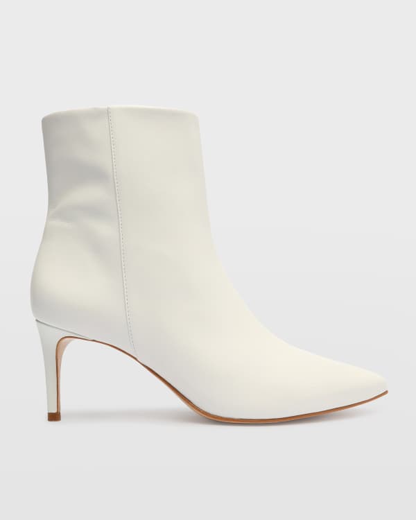 STAUD Wally Leather Square-Toe Ankle Booties | Neiman Marcus