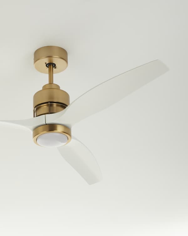 Satin Brass Ceiling Fan with Acrylic Blades Neiman Marcus