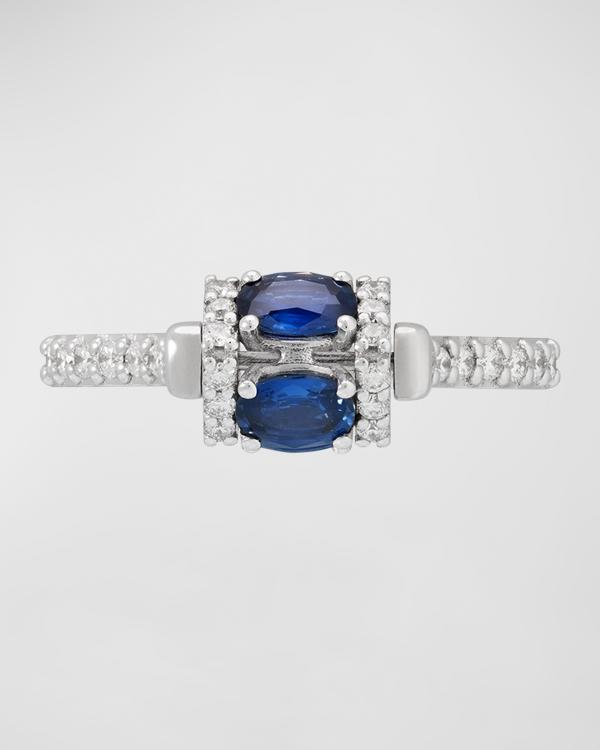 Miseno Procida 18K White Gold Rotating Emerald and Diamond Ring ...