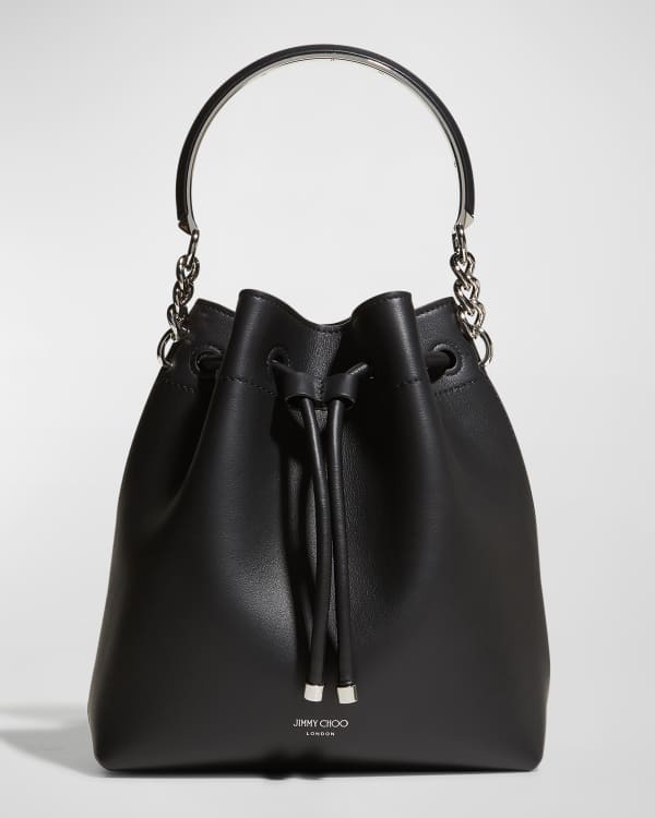 Strathberry Lana Osette' Drawstring Calfskin Leather Bucket Bag in Black