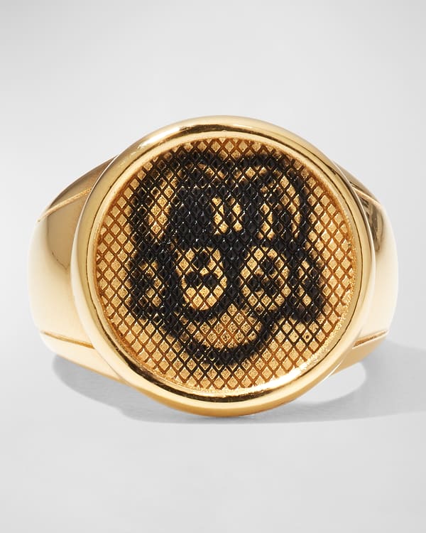 Alexander McQueen Men s Crest Logo Signet Ring Size 9 10 Neiman