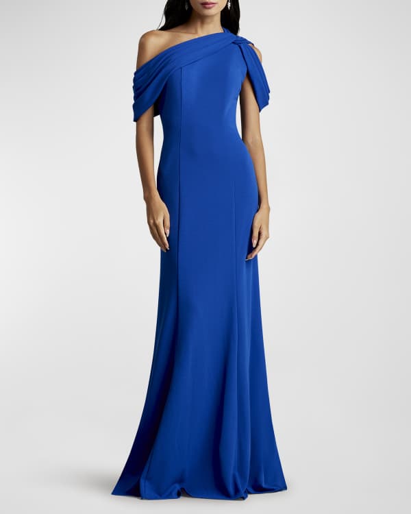 Tadashi Shoji Plus Size Ruched Side Slit Metallic Jersey Gown