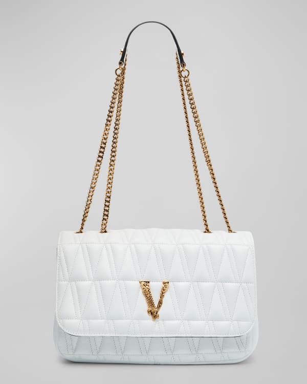 Shop Versace Mini Virtus Quilted Leather Crossbody Bag