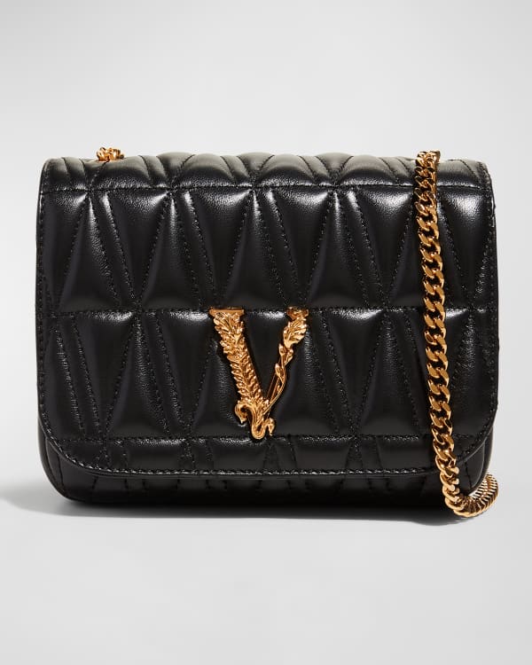 new VERSACE Icon Small red quilted velvet dual Medusa gold chain flap bag