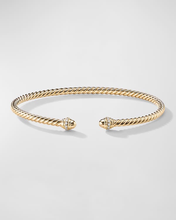 David Yurman 18k Gold CableSpira® Bracelet w/ Black Onyx, Size M ...