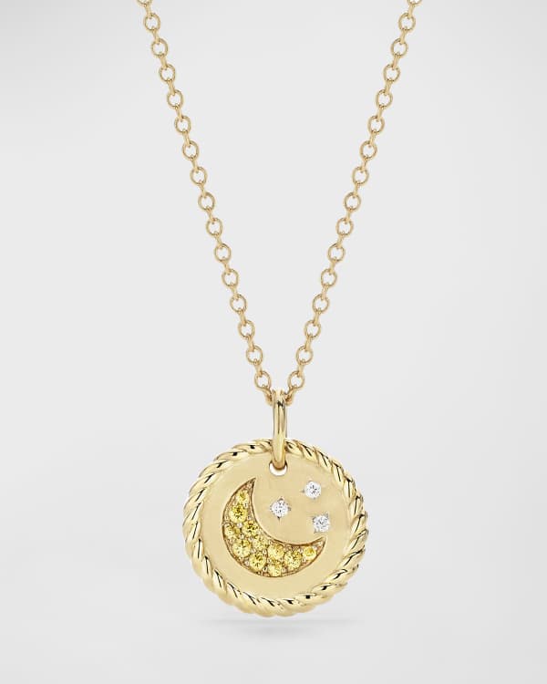 David Yurman 18k Cable Collectible Moon Star Pendant Necklace
