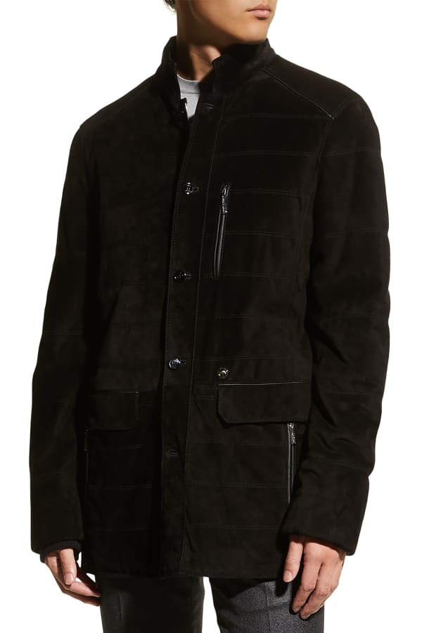Etro Men's Suede Zipped Bomber Jacket | Neiman Marcus