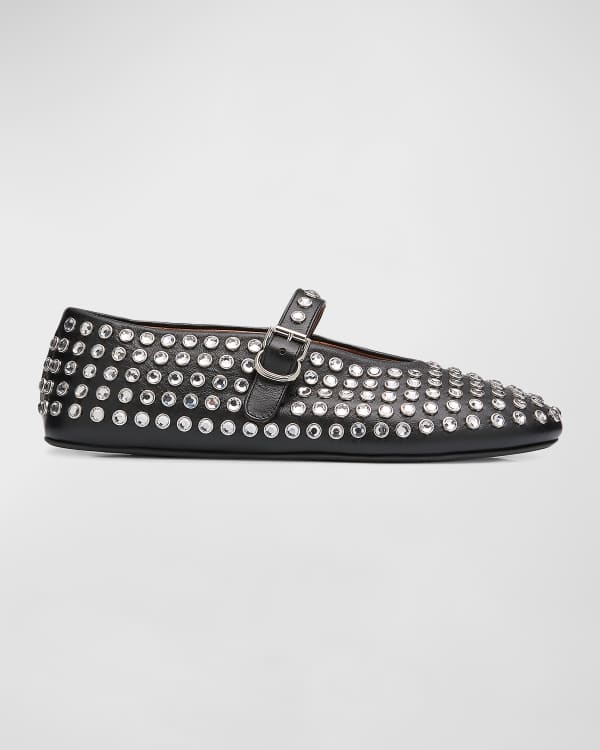 Loewe Toy Strass Leather Ballerina Flats | Neiman Marcus