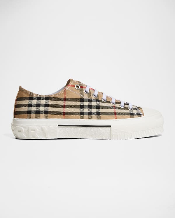 Burberry Men's Ramsey Story 33 Mixed-Check Low-Top Sneakers | Neiman Marcus