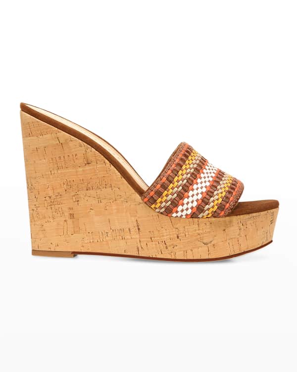 Tory Burch Ines Leather Logo Wedge Sandals | Neiman Marcus