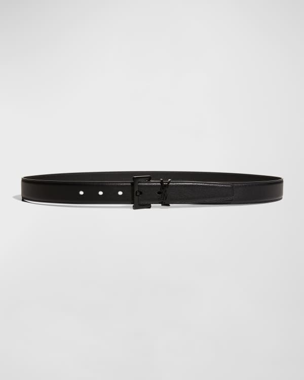 Saint Laurent Golden YSL Monogram Leather Belt Neiman Marcus