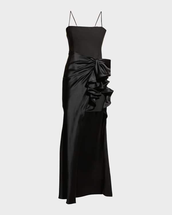 Black Halo Henna Draped Turtleneck Trapeze Gown | Neiman Marcus