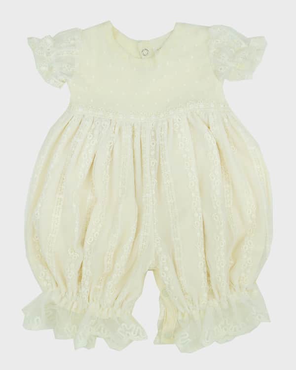 Luli & Me Baby Girls Blush Pink Floral Smocked Bubble