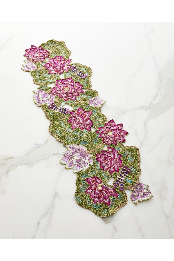 Kim Seybert Floral Bouquet Beaded Table Runner Neiman Marcus