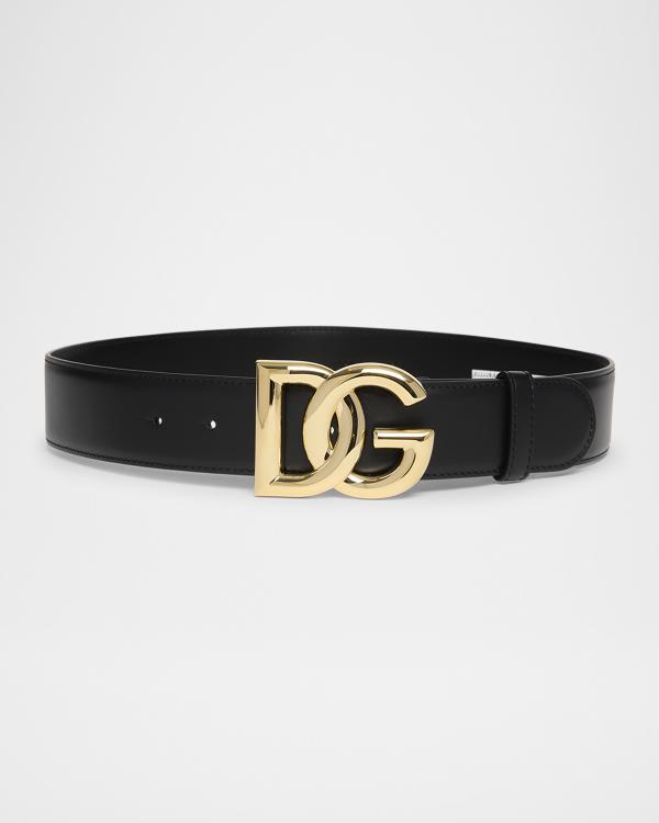 Dolce&Gabbana Crystal DG Logo Patent Buckle Belt | Neiman Marcus display picture 2