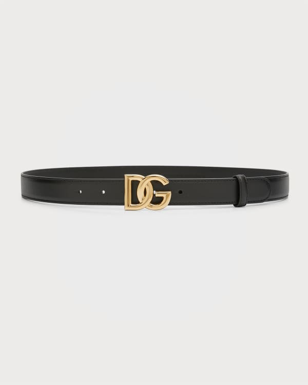 Dolce&Gabbana Crystal DG Logo Patent Buckle Belt | Neiman Marcus