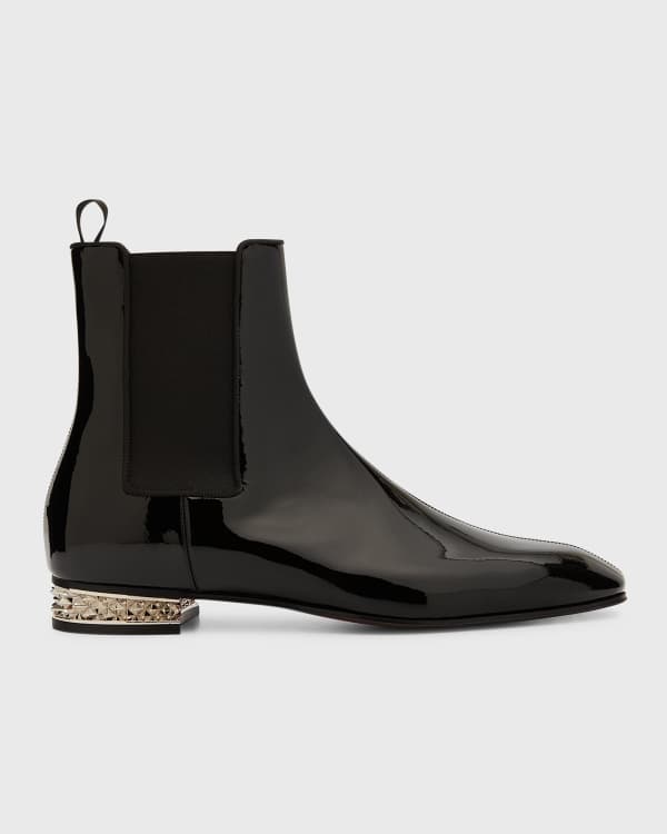 Christian Louboutin Men's Velvet Zip Ankle Boots W/ Chain In Black |  ModeSens